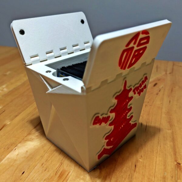 Deckbox con forma de caja de comida china para cartas coleccionables